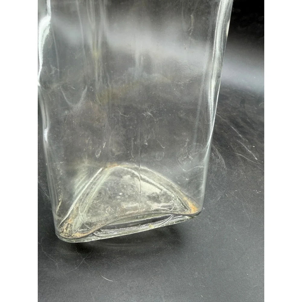 Vintage‎ Triangular Clear Glass Bottle Bud Vase Decanter 9 Inch Tall
